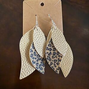 Leopard Print Leaf Earrings